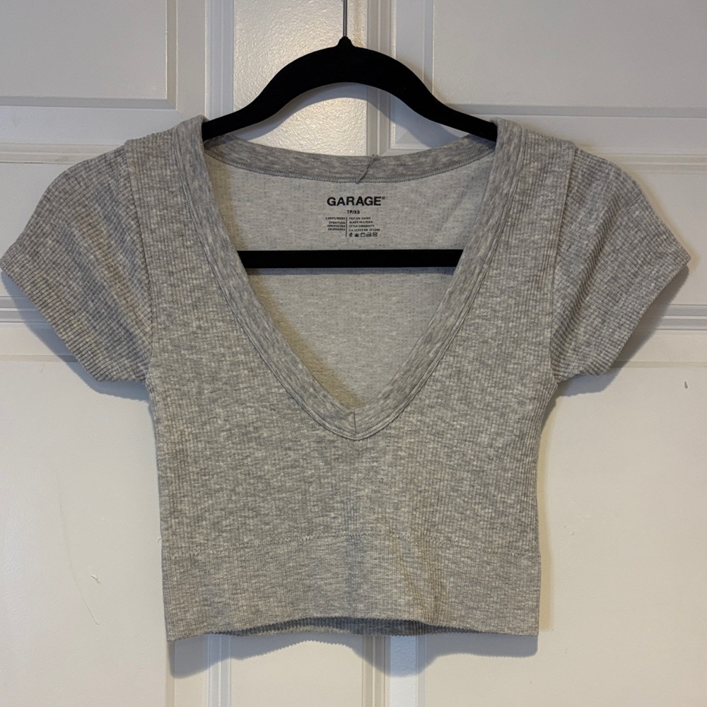 Garage Heather Gray V-Neck Crop Top